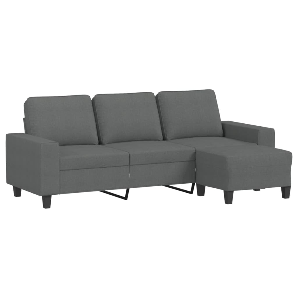 vidaXL Modern 3-Seater Sofa with Footstool in Dark Gray - Comfortable Living Room Furniture with Metal Frame and Fabric Upholstery